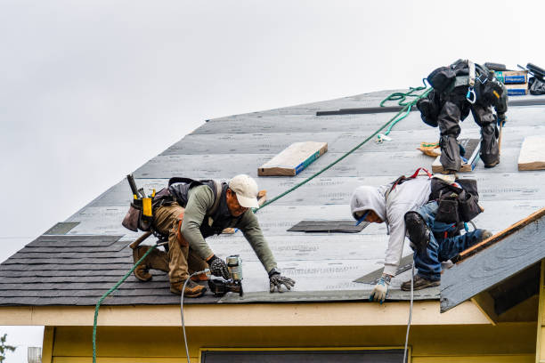 Professional Gutter Installation technician working in Auburn, ME